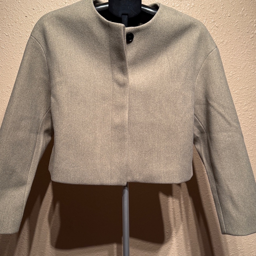 Sage cropped button down jacket wool blend fully lined women’s size small. NEW - Picture 3 of 7